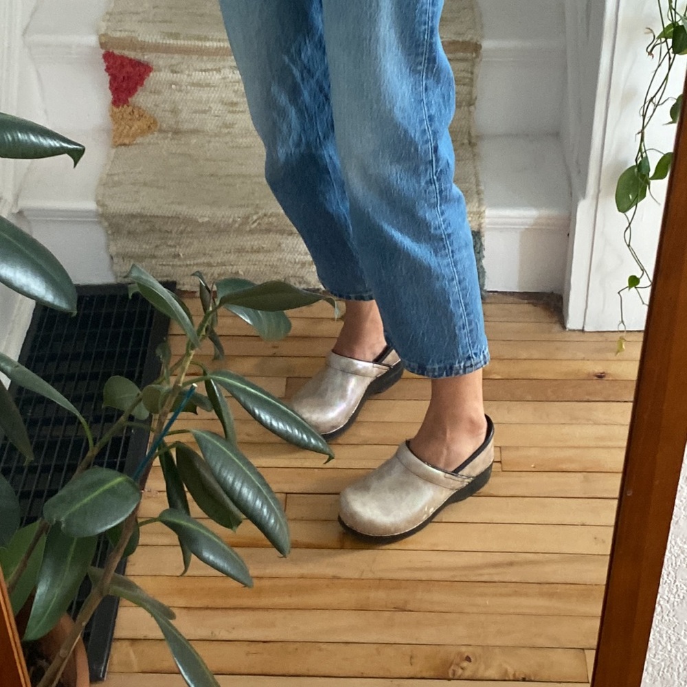Holographic Oil Spill Dansko Clogs